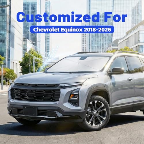 Image of Car Windshield Sun Shade for Chevrolet Equinox 2018-2026 -[Reflective Coated Fabric] Sunshade Umbrella for Front Window, Car Shades Sun Visor Keep Car Cool and Protects Interior, 1:1 Exact Fit