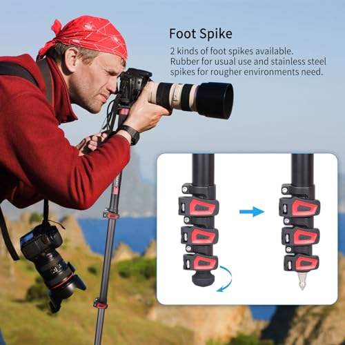 Image of Innorel 63In 160Cm Camera Monopod Vm60A Aluminum Alloy Portable Compact Lightweight Travel Monopod With Fast Flip Lock For Canon Nikon Sony Dslr Camera Video Camcorder Dv Photography Load 22Lbs 10Kg