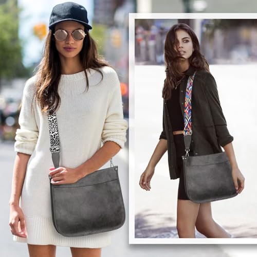 Image of AUYOCO Vegan Leather Crossbody Bags for Women, Crossbody Purse with Guitar Strap Zipped Pockets Handbag Shoulder Bag