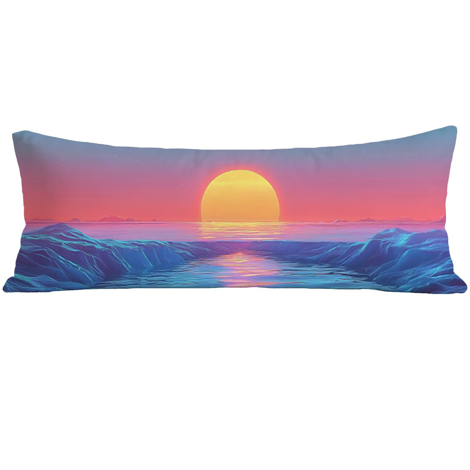 Niebieska poszewka na poduszkę, 180 x 60 cm, ocean, z ukrytym zamkiem błyskawicznym, długa, aksamitna, wygodna, oddychająca, do spania na boku, ciąży, dekoracja domu, prezenty dla kobiet O0-922