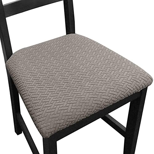 Baoswi Paquete de 4 fundas de asiento modernas para sillas de comedor, fundas elásticas para asiento de cocina, lavable, extraíble (juego de 4, caqui) Cover