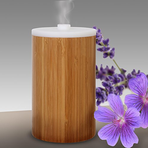 Ivation Bamboo 100ml Aromatherapy Essential Oil Diffuser w/LED Lamp - with Automatic Shut-Off