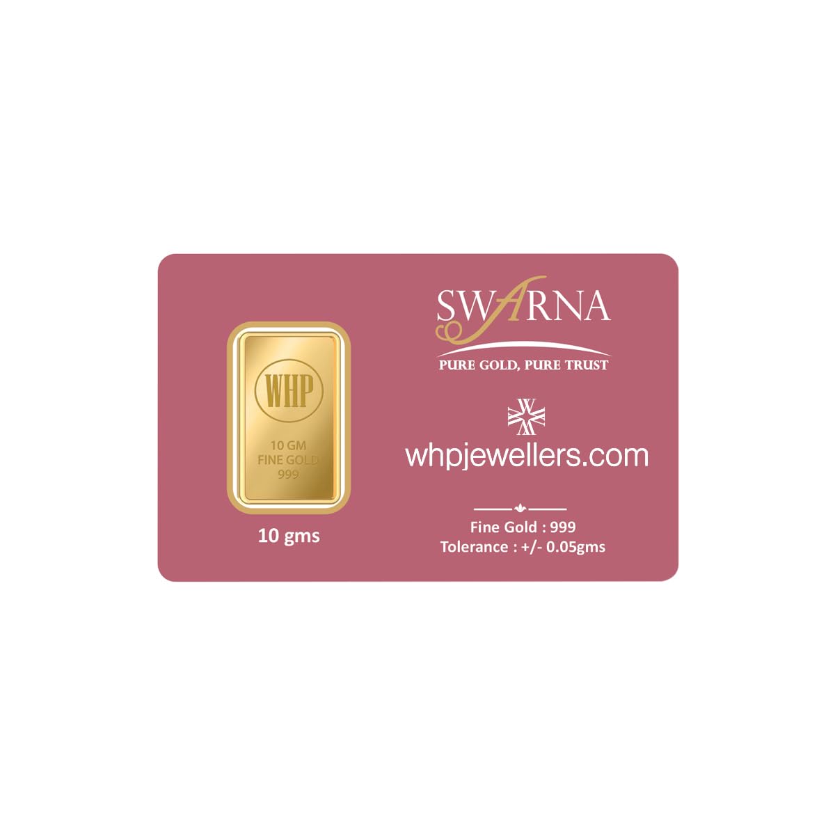WHP Jewellers 24k (999) 10gm Yellow Gold Bar WHP Jewellers 24k (999) 10gm Yellow Gold Bar