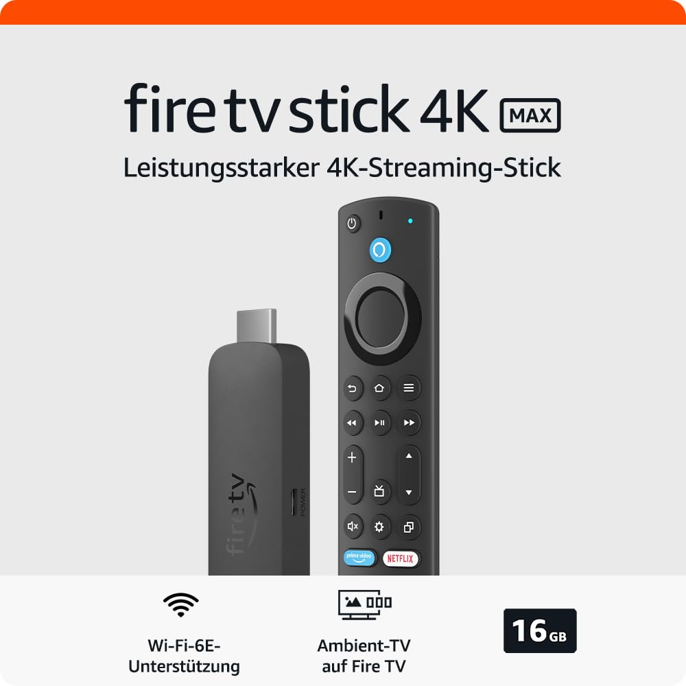 Zertifiziert und generalüberholt Amazon Fire TV Stick 4K Max, unterstützt Streaming über Wi-Fi 6E, Ambient-TV. – Ansicht 2