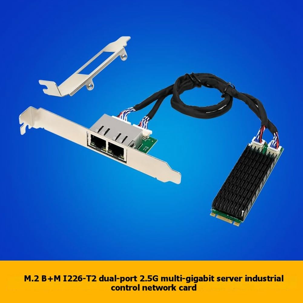 Scheda di Rete Adattatore M.2 B+ M Key I226-T2 con Doppia Porta Gigabit Ethernet di Industriale 2.5G.