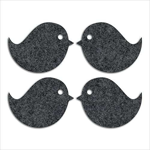 Feltd. | 4X Eco Filz Glasuntersezer - Vegan & Recycelt I Made in Germany - Schützt Oberflächen vor Flüssigkeiten & Schmutz (Vogel, anthrazit) Cover