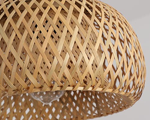 Hchunqjor H3601-1 Bamboo Pendant Light Fixture One-Light Adjustable Boho Basket Handmade Woven Pendant Lighting thumb #5