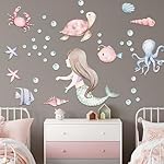 Under The Sea Mermaid Wall Decals - Ocean Fish Turtle Wall Stickers Bathroom Girls Bedroom Baby Nursery Wall Decoration,Sea Animals Wall Stickers - Image 4