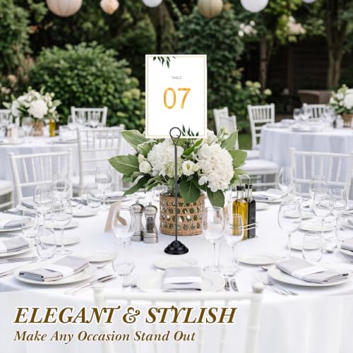 Image of 12 Pcs Table Number Holders Black 12 Inch Metal Place Card Holders Table Number Stands Tabletop Sign Stands for Photos, Menu, Memo, Notes, Wedding, Restaurant, Banquet, Birthday