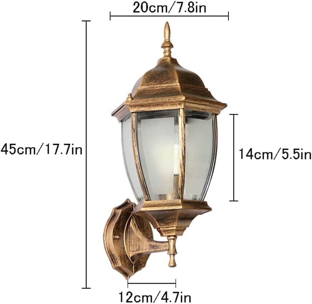 CXYWBD European Style Villa Exterior Lamp E27 Light Balcony Aisle Corridor Retro Wall Outdoor Waterproof for Bedroom Living Room Study Room,Bronze-38 * 16cm