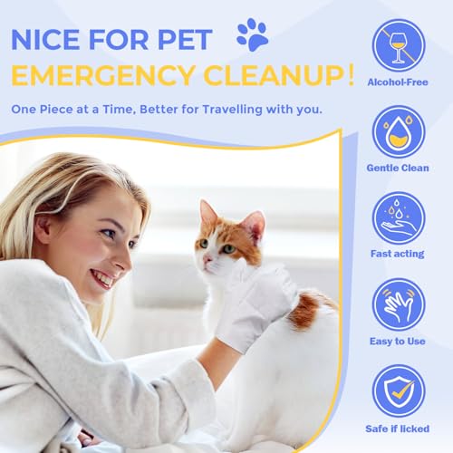 Image of Pet Cleaning Glove Wipes for Dogs & Cats, Hypoallergenic Deodorizing Disposable No-Rinse Grooming Wipes, Extra Thick Bathing Wipes,Perfect for Pet Dry Cleaning,Daily Care and Travel,48 pcs