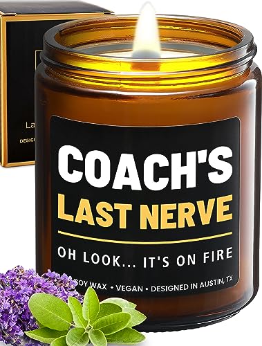 Funny Coach Candle, Coach Gifts for Women & Men, Appreciation Gifts for Coaches, Sports Coach Gifts, Christmas, Birthday, Last Nerve Funny Candles, Designed in Austin, TX