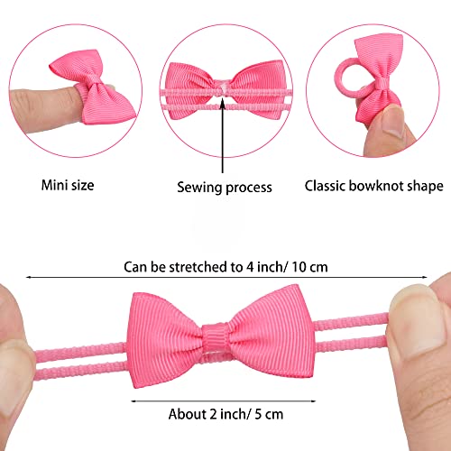 JOYOYO 80 Pcs Baby Girl Hair Bands Toddler Hair Bows Elastic Hair Ties Small Size Ribbon Bows 2 Inch Toddlers Bow Hair Bands, Ponytail Bows Hair Bobbles for Toddler Girls - Image 3