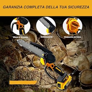VOLTIX Mini Motosega a Batteria 6 Pollici, Motosega Elettrica Portatile per Potatura, Sega a Batteria per Legno con 2 Batterie, Motosega Elettrica Compatta con Catena di Ricambio per Giardinaggio