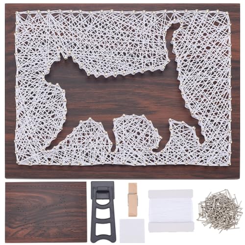 Kit d'art de corde chat INFUNLY loisir créatif adulte cadre bois 3D DIY