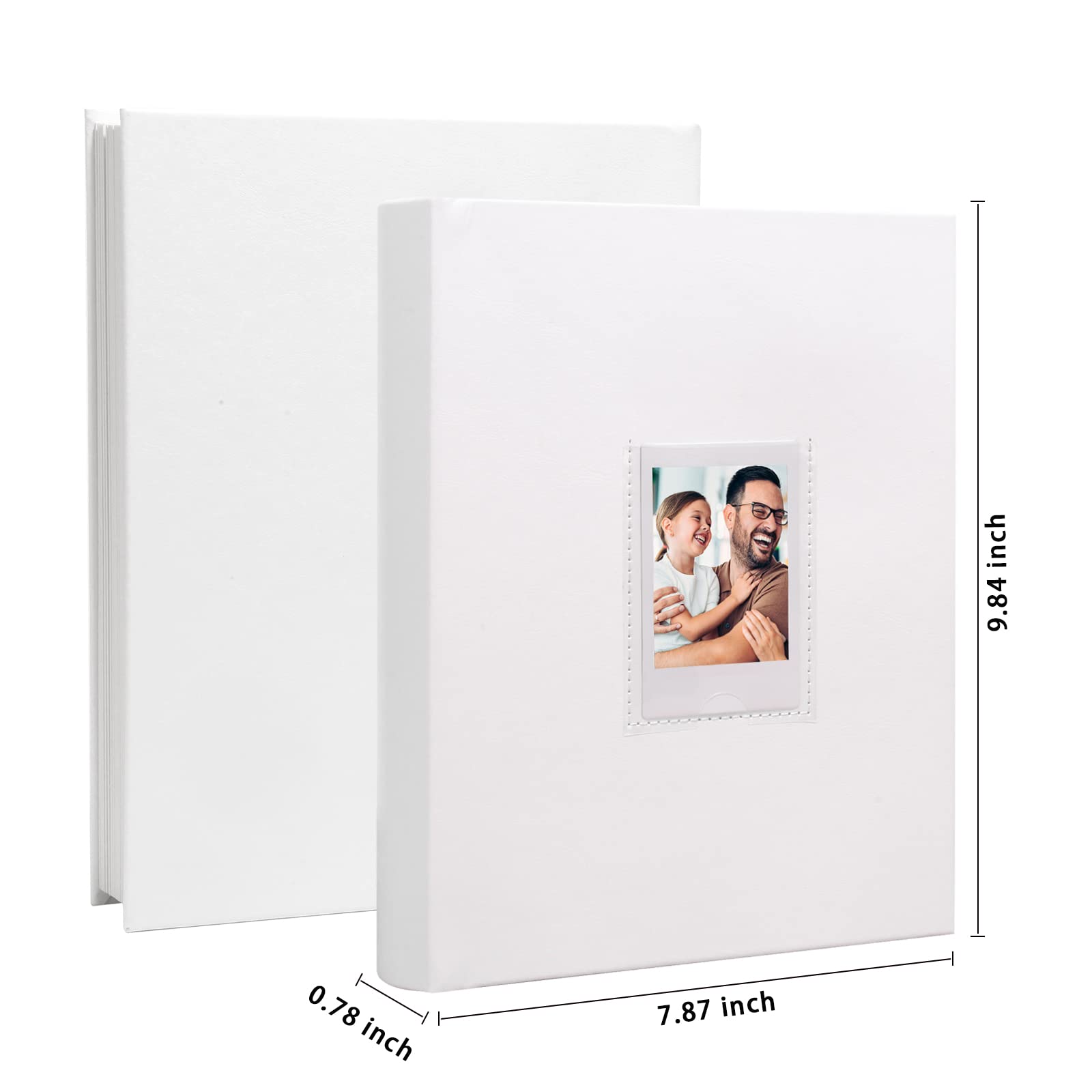 128 Poches Album Photo avec Espace d'Écriture pour Appareil Photo Instantané Fujifilm Instax Mini 12/11/9, Album Photo Polaroid de 2x3 Pouces avec Fenêtre Avant, Couverture en Cuir Végan(Blanc)