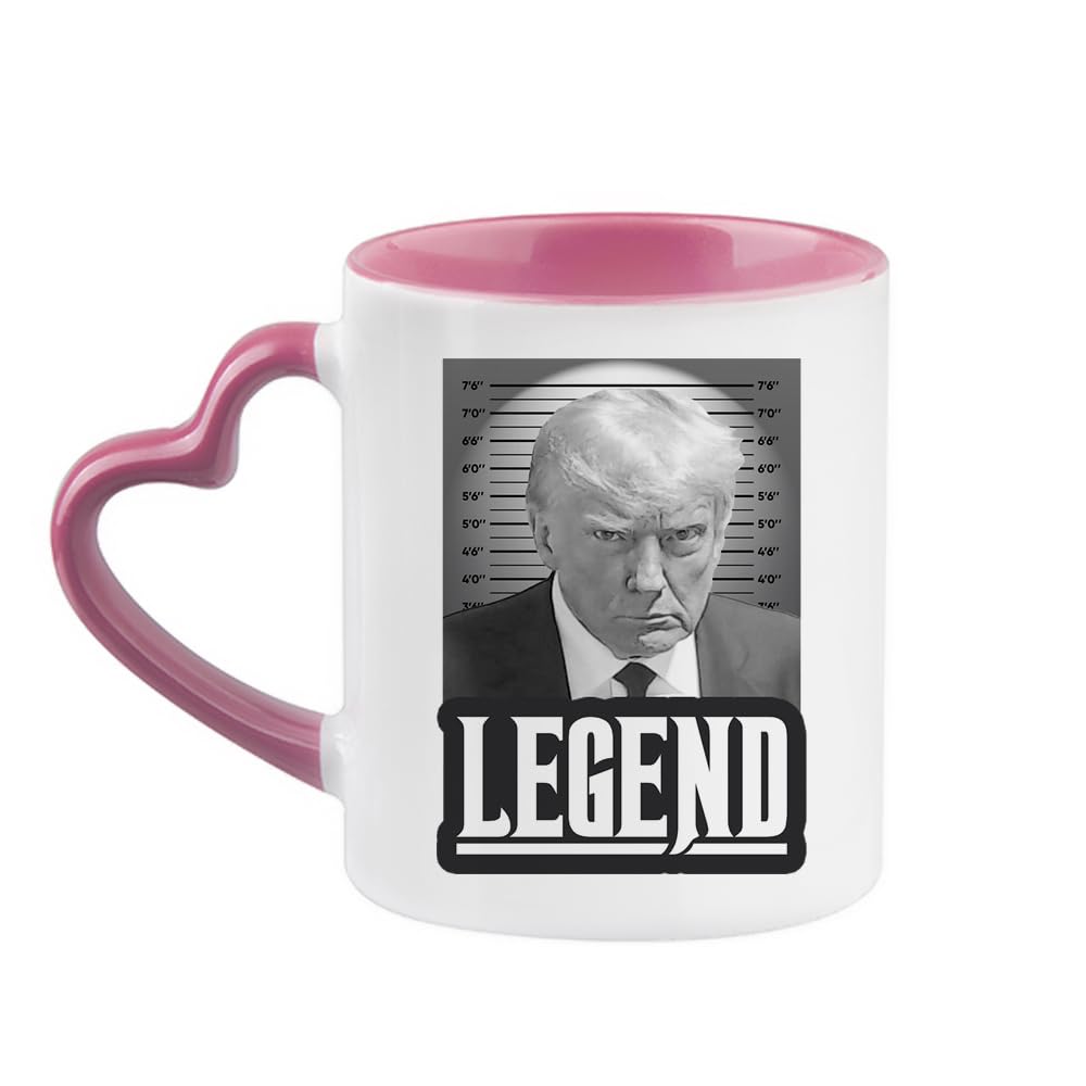 Getagift Legend Trump Mug Shot Heart Handle Coffee, Tea Mug. (Pink)