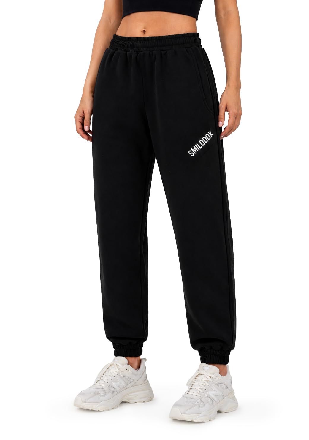SMILODOX Jogginghose Damen Saria, Basic Sweatpants, Regular Fit mit Baumwolle, Sporthose & Trainingshose, Jogger mit Kordelzug, Rippbündchen & Eingrifftaschen, für Gym & Freiziet