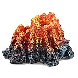 greda volcanica acuario No tóxico para tus peces ANCLLO Acuario Volcán Adornos de pecera Decoración de Tanque de Peces con Burbujador de Aire Piedra Resina realista Volcán Lava Colorido Tanque de Peces de Montaña Ornamento para Acuario Pais