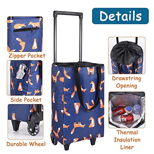 Aieino 23L Faltbarer Einkaufstasche mit Rollen - Kühlfach Einkaufstrolley Einkaufswagen Tasche Teleskopstange… – Bild 3