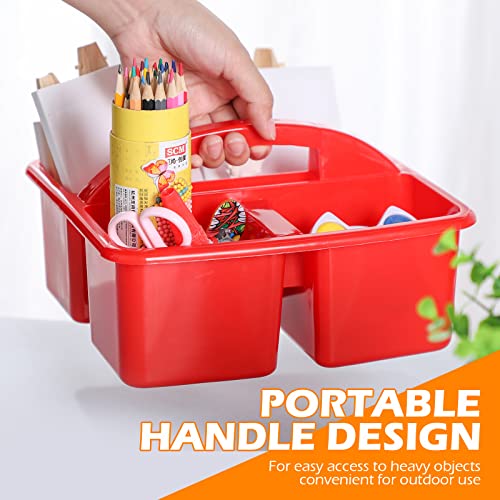 8 Pack Classroom Supply Caddies 3 Equal Compartment Caddies, Assorted Colors Plastic Caddy Organizers With Built In Handles And Stackable Design #TOP4