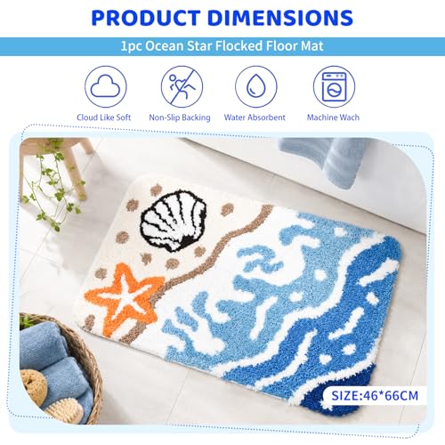 Alfombra de baño Strand Stil con diseño de olas oceánicas en suave microfibra para ducha 3