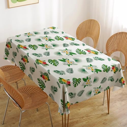 Zharkoo 2Pack Hawaiian Luau Tablecloth 54x108 Inch, Tropical Palm Leaves Table Cover for Party, Plastic Disposable Green Leaves Decor for Birthday, Jungle Nature Theme Party Supplies Decorations by Zharkoo - Image 5