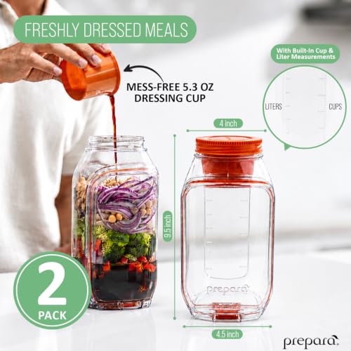 Image of Prepara Harvest Pod, Set of 2 - Dressing Capsule Included | BPA-Free Tritan, 6-Cup Capacity, Leakproof Lid & Mess-Free Dressing Capsules, Ideal for Meal Prep, Grain Bowls & Warm Dishes