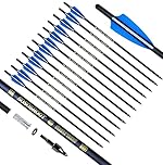 biubiusot 20inch Crossbow Bolts Carbon Arrows 8mm Shaft Half Moon Nocks with Replaceable Screw-in Broadhead for Crossbow Hunting Target Practice Outdoor Gift, 12Pcs (Shield Feather)