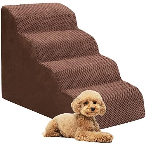 Dog Stairs for Small Dogs, High Density Foam Dog Ramp, Extra Wide Non-Slip Pet Steps for High Beds Or Couch, Soft Foam Doggie Ladder for Dogs Injured, Older Pets, Small Cats