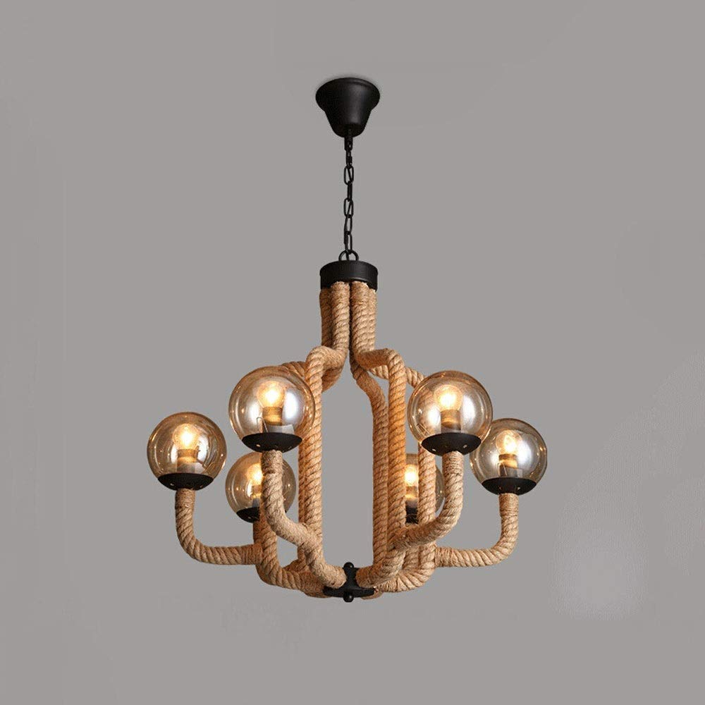 6 portalámparas E27, Estilo Hierro Forjado, Cuerda Colgante, lámpara de Noche de geometría Irregular, Bola de Cristal Creativa con Burbujas, Ideal para familias, Bares, restaurantes y hoteles.