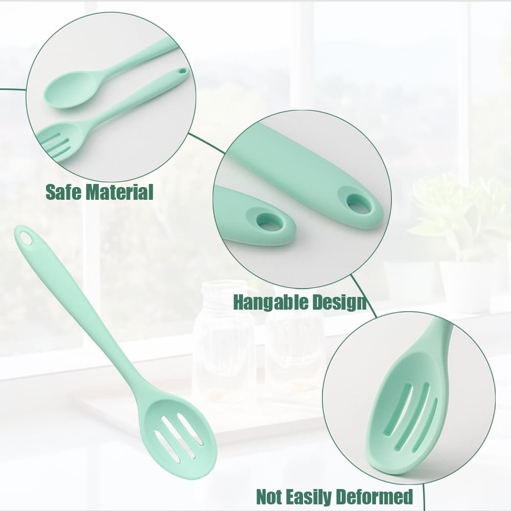 2 PCS Silicone Slotted Spoons Nonstick Cooking Spoon Heat-Resistant Kitchen Spoon Mixing Spoons for Kitchen Cooking Baking Stirring Mixing Tools - Image 3