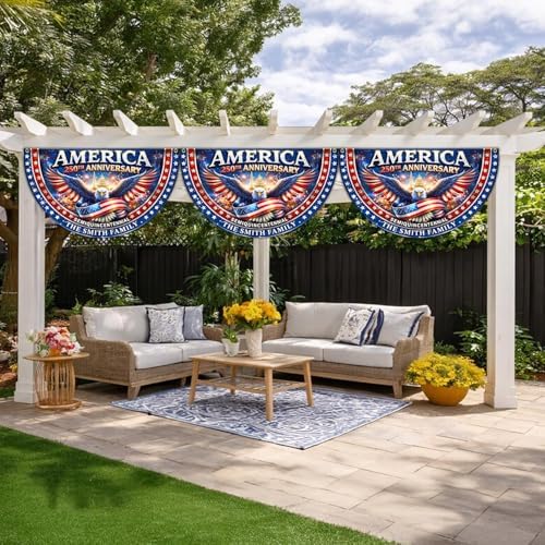 NAZENTI Personalized 250 Years of Freedom Flag, Custom 250 Year American Anniversary Banner with Family Name, 250th American Anniversary Decorations, Patriotic Banner Gifts for Family, Friend A05 — view 4