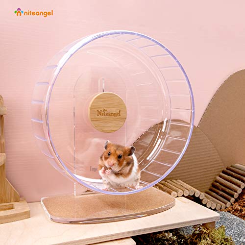 Niteangel Super-Silent Hamster Exercise Wheels - Quiet Spinner Hamster Running Wheels with Adjustable Stand for Hamsters Gerbils Mice Or Other Small Animals (M, Transparent) - Image 5