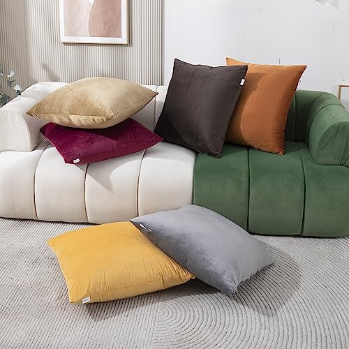 Image of HOKIPO Velvet Cushion Cover 22 Inch x 22 Inch, Cream, Pack of 2 (IN-579-CRM-22IN*2)