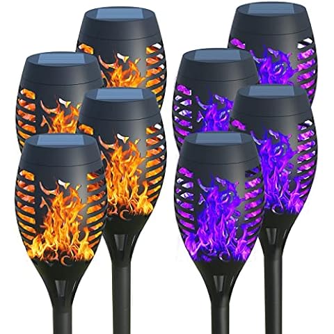Solar Lights Outdoor Waterperoof, AOUNQ 【2022 Upgraded】 Outdoor Solar Torch Light with Flickering Flame, 8Pack Mini Solar Outdoor Lights for Garden Patio Yard Pathway Festive Decoration-Auto On/Off Cover