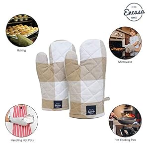 Encasahomeslong12ovenmicrowavehandglovesmitts2pcsetforkitchencookingbakingheatresistantthicksafeprotectionofhandsfromhotutensilsbuffalobeigechecks Urban Country Home Decor Encasa homes long 12 oven microwave hand gloves mitts 2 pc set for kitchen cooking baking heat resistant thick safe protection of hands from hot utensils buffalo beige checks urban country home decor