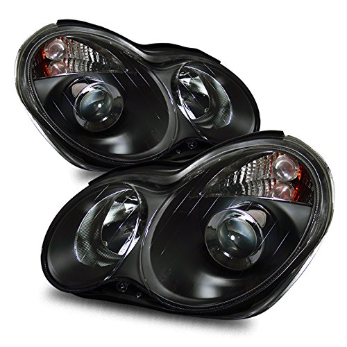 EpandaHouse Compatible with 01-05 Mercedes W203 4Dr C230/C240/C320 Black Projector Headlights