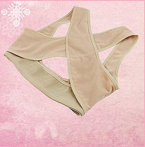 Chest Brace Up Prevent Humpback Correct Posture Corset Bra X Strap Vest (Large, Beige)
