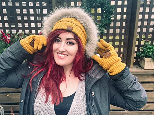 Image of Funky Junque Women's Beanie & Touchscreen Gloves Set - Soft 100% Acrylic Knit Winter Hat and Gloves, Cozy Cold Weather Gift
