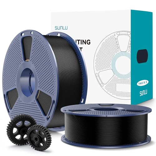 SUNLU PLA+2.0 Filament 1.75mm 2KG, Upgrade PLA Plus 3D Drucker Filament, Stärker und robuster, High Speed PLA+ Filament, Maßgenauigkeit +/-0.02mm, 1KG Spule, 2KG in Total, Schwarz+Schwarz