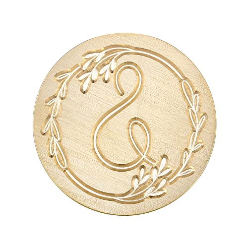 Yoption Handwritten Letter S Wax Seal Stamp, Vintage Initial Alphabet with Olive Branch Sealing Wax Stamp