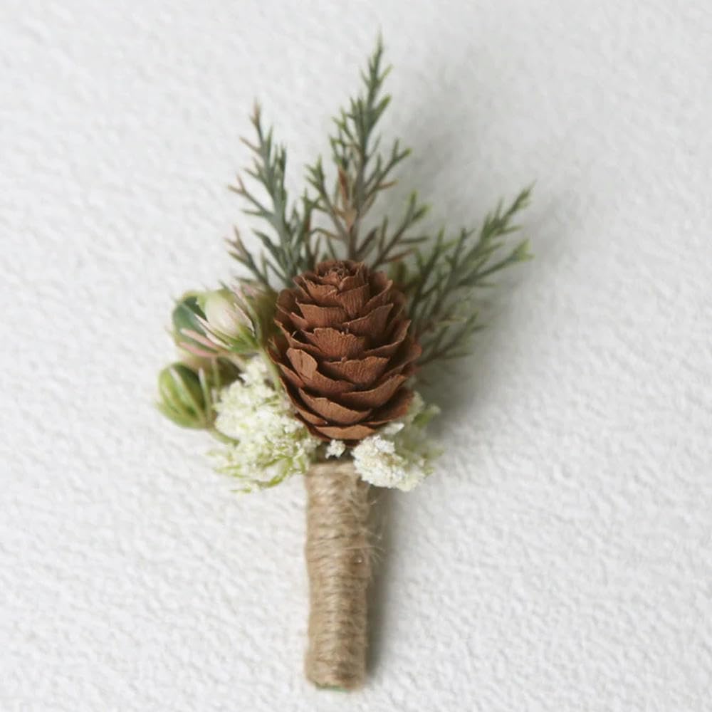 10 Pezzi Bouquet di Fiori Boutonnieres Spille Matrimonio Groomsmen Occhielli Corsage Damigella d'Onore Fiore Torta di Compleanno Decorazione da Tavolo