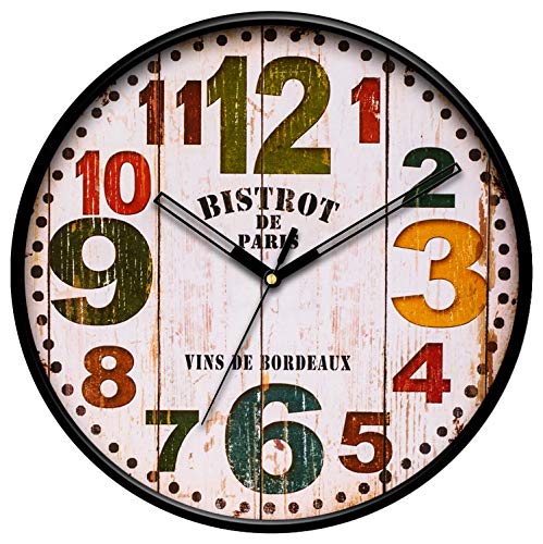 Image of IIK COLLECTION Plastic Designer Analogue Sweep Silent (No Tic-Tic Sound) Quartz Movement Round Wall Clock for Home, Wall Clock for Living Room, Bedroom, (12 X 12-inch, 30 cm x 30 cm x 6 cm)