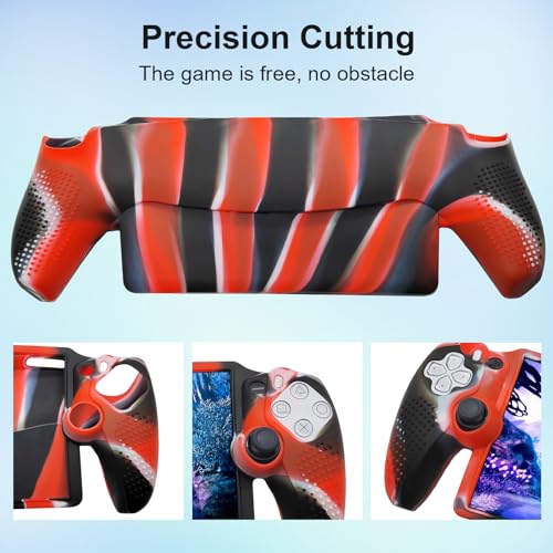 image for Qoosea Silicone Soft Case for PS Portal, Red, Striped, Military, Shock