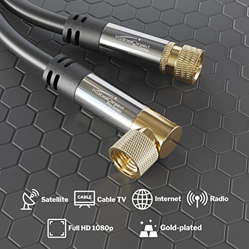 Cabledirect – Sat Cable, Coaxial, Satellite Cable, 90°/Straight Connectors – Tv Cable With Multi-Layer Shielding, Break-Proof Metal F Connectors – 3Ft Short (Hdtv, Radio, Dvb-T, Dvb-C, Dvb-S, Dvb-S2) #TOP1