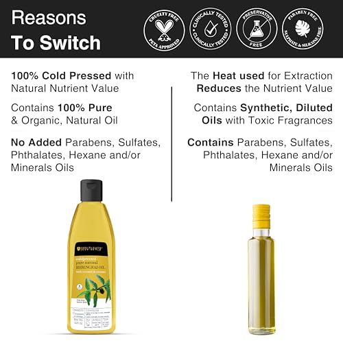 Image of Soulflower Cold-Pressed Bhringraj Oil | Natural Hair Growth, Strengthening & Nourishing Roots | Anti-Dandruff, Cooling Scalp Relief | Coconut & Sesame Oil Blend | Pure & Organic 225ml x 2