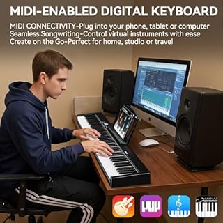 Portable Piano Keyboard 88 key: Upgraded Foldable Piano Keyboard 88 Key Full Size Semi Weighted Keyboard Support MIDI Bluetooth Foldable Keyboard Piano with Sustain Pedal Piano Bag Gift for Beginner