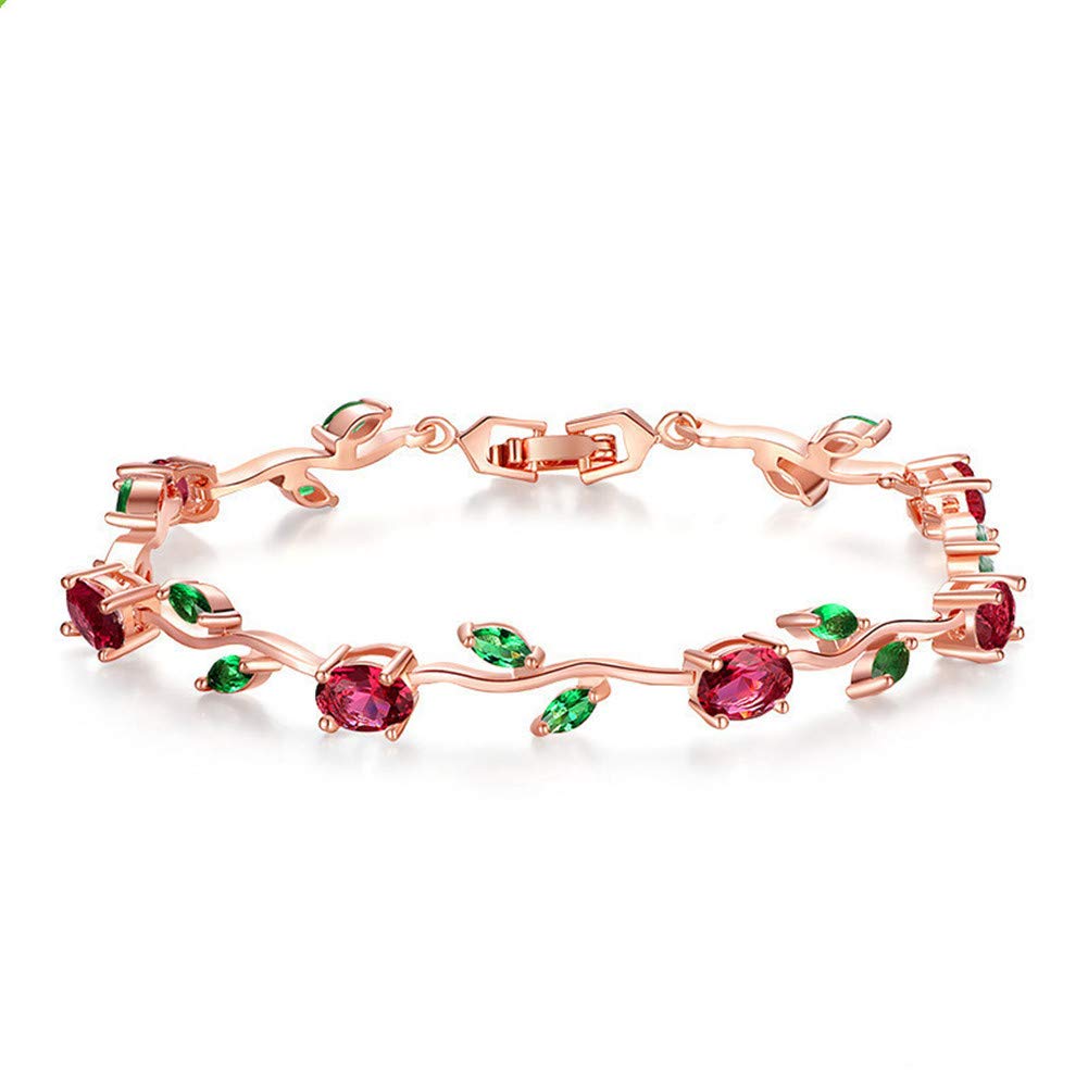 FEDONA 18k Yellow Gold-Plated Sterling Silver Diamond Accent Two-Tone Gemstone Tennis Bracelet Diamond Bangle Bracelet Colorful