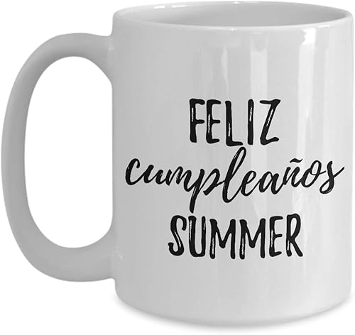 Feliz Cumpleanos Summer Mug Spanish Happy Birthday Personalized Name Gift Coffee Tea Cup Large 15 Oz